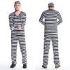 Modelli di coppia a strisce bianche e nere per Halloween, costumi da prigioniero COS per fuggitivi, costumi cosplay prigionieri uomo e donna