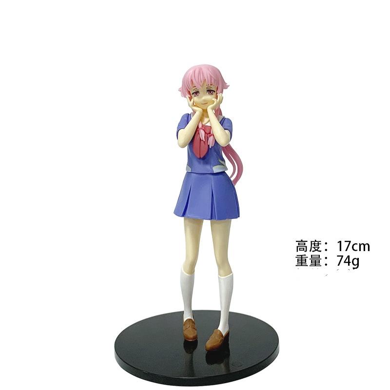 

New 17cm Future Diary Mirai Nikki Gasai Yuno Anime Uniform Dress Standing Posture Action Figure Model Holiday Gifts Desktop Toy