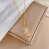 Leaf Flower Light Luxury Temperament Gorgeous Full Diamond Necklace Female Versatile Collarbone Chain Titanium Steel Chain