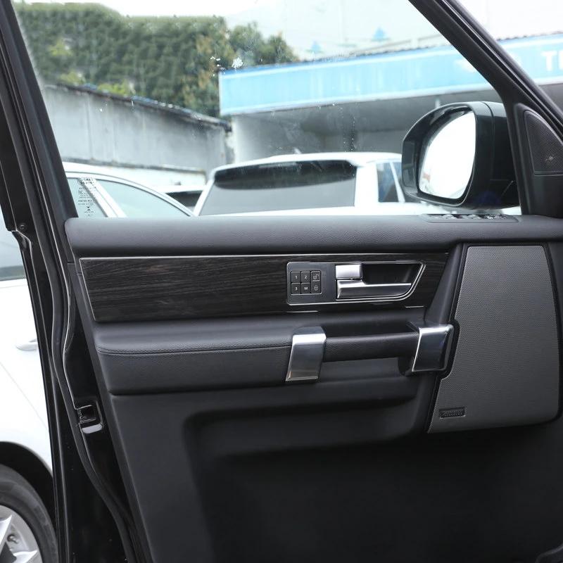 For Land Rover Discovery 4 LR4 2010-2016 ABS Black wood grain/Silver Car  Interior Door Handle Panel Cover Trim Car Accessories