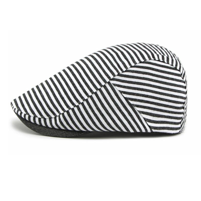 Navy Striped Cap Men Women Retro Beret British Cap Forward Cap