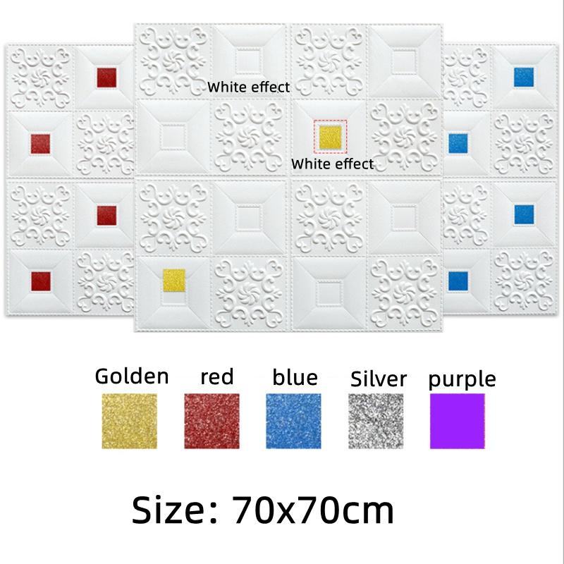 Self-adhesive Anti-collision Romantic and Warm Children's PE Foam 3D Wallpaper DIY Decorative Embossed Wall Stickers 70CM X 70CM