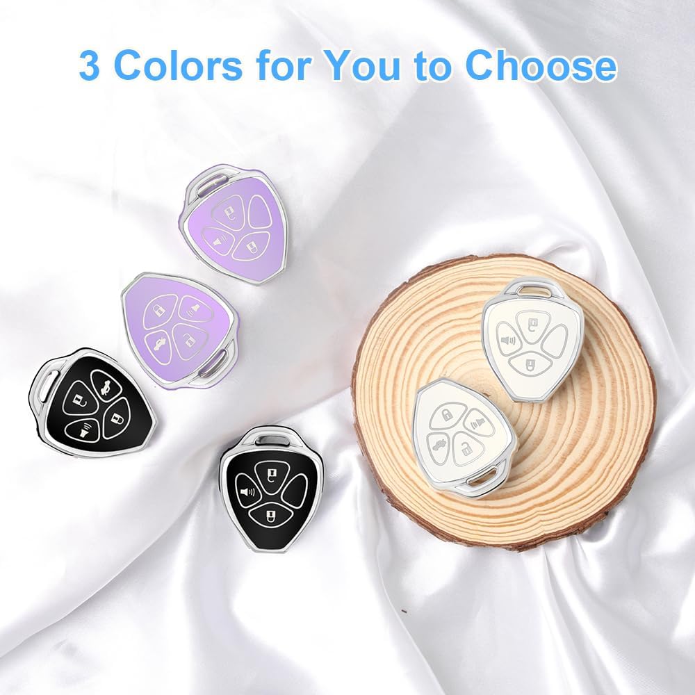 QBUC for Toyota Key Fob Cover with Keychain,Car Key Case fit for Toyota 2007-2011 Camry | 2008-2013 Avalon Corolla | 2009-2016 Venza 4 Buttons Smart