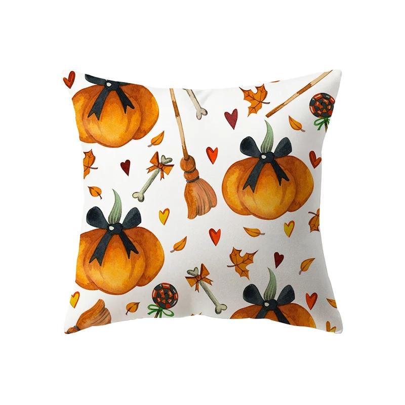 Halloween Theme Horror Pumpkin Print Pattern Cushion Cover Home Living Room Sofa Decoration Square Pillow