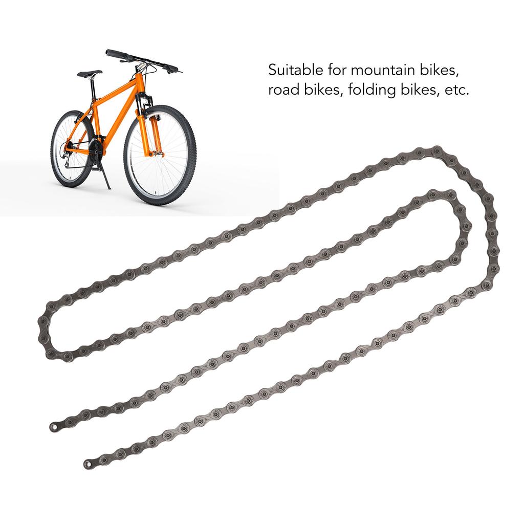 Bike Chain Carbon Steel High Strength 11 Speed Bike Chain with Buckles for Mountain Bikes Road Bikes Grey