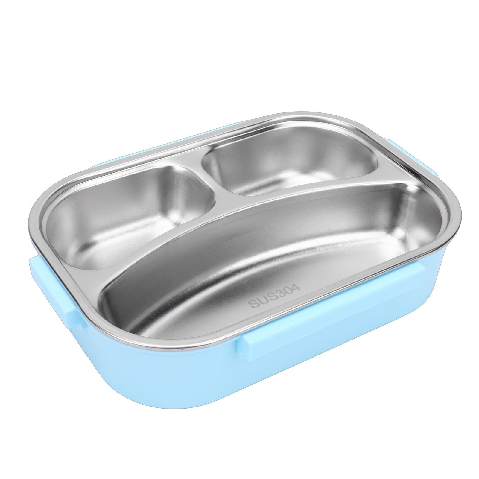 

Lunch Box 304 Stainless Steel 3 Grids Box Microwaveable with Spoon Chopsticks for Camping Traveling