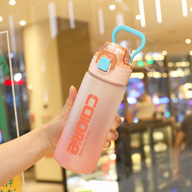 

720Ml Large Capacity Sports Water Bottle Leak Proof Colorful Plastic Cup Drinking Outdoor Travel Portable Gym Fitness Jugs розовый