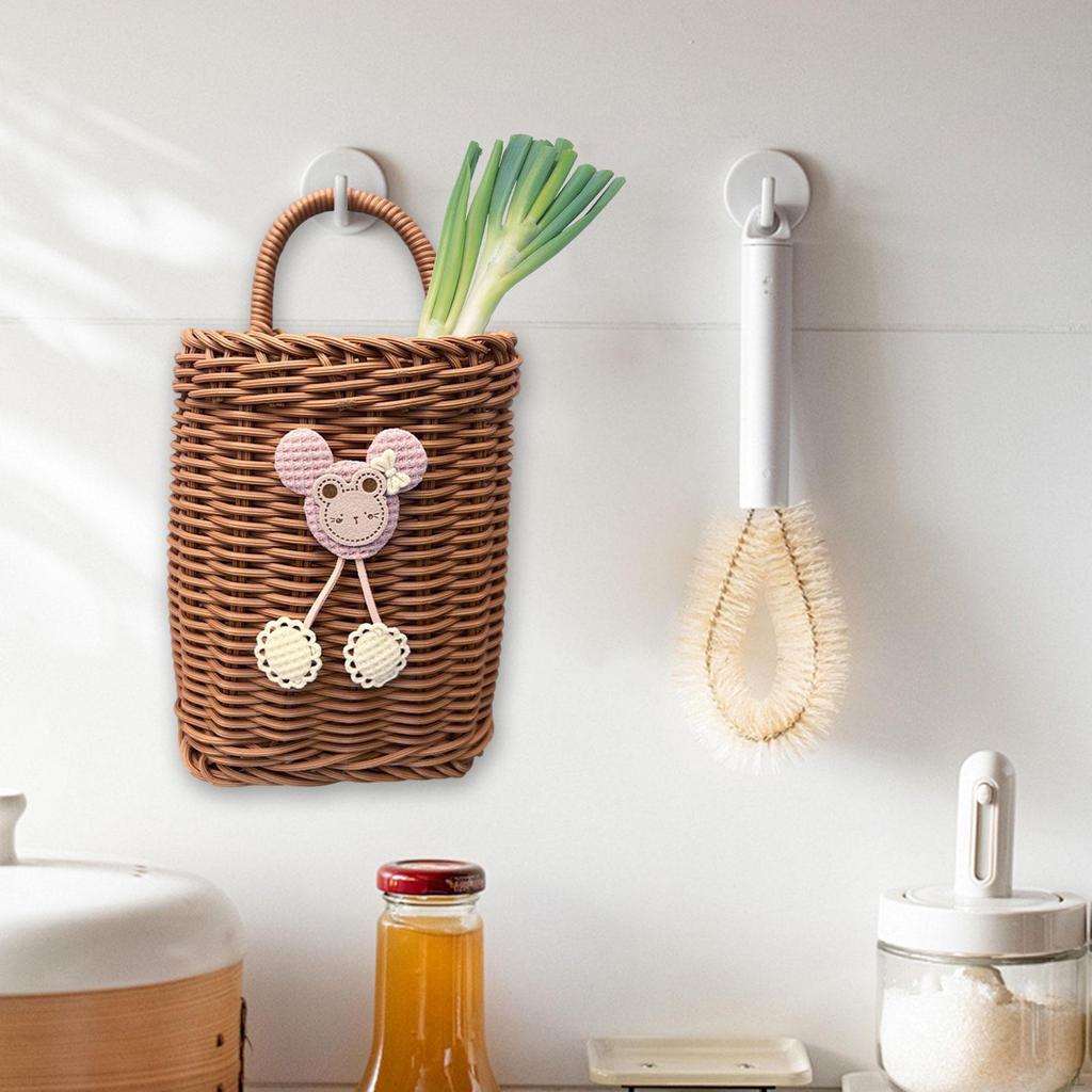 Hanging Basket Wall Mounted Storage Woven Sundries Multifunction Decorative Hand