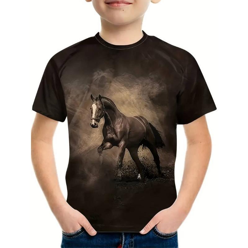 Ma Series 3D Digital Printed T-shirt Short Sleeved Unisex Summer Round Neck Top