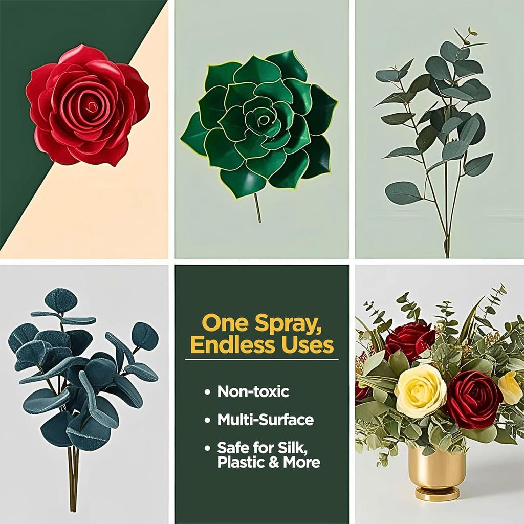 Seidenpflanzen-Reinigungsspray 120 ml mit Mikrofasertuch zur Staubentfernung und Oberflächenpflege Geeignet für künstliche Blumen und Blattwerk