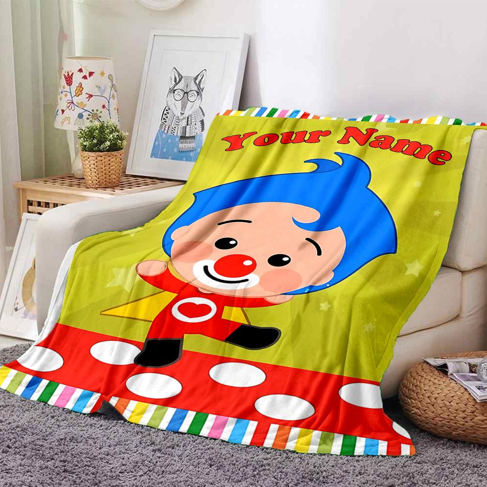 Coperta Stampata a Tema Plim Plim con Nome Personalizzabile - Perfetta per Divano, Letto, Viaggi e Uso Esterno | Lavabile in Lavatrice, Accogliente e Durevole.
