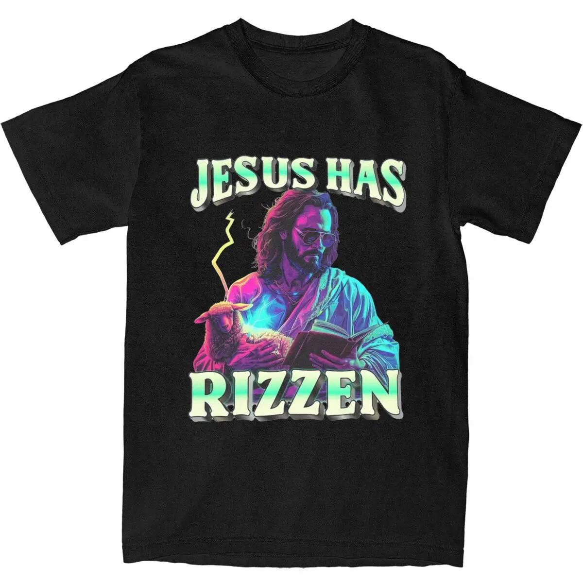 

All Seasons Jesus Has Rizzen Funny Sarcastic T Shirt Merch Christ Pure Cotton Catholic Bible Faith T-shirt Tee Shirt XXXXXL білий