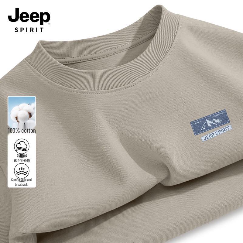 JEEP SPIRIT Men's 2026 Casual Pure Cotton Long-Sleeve Round Neck T-Shirt