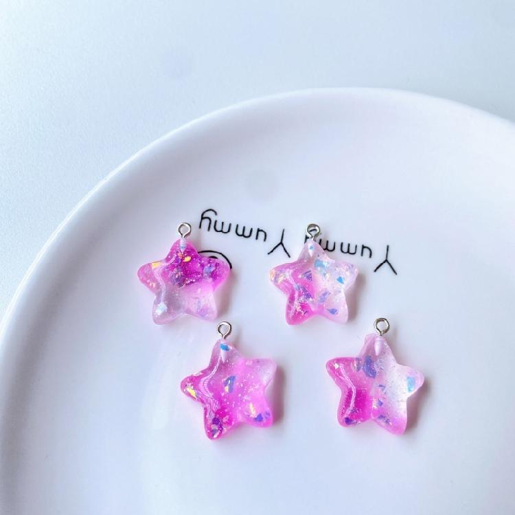 Five-Pointed Star Resin Pendants Tags for DIY Jewelry Making Keychain Crafts