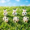 Mini Glass Cow Figurine Cute Tiny Cartoon Animal Statue Home Desktop Ornament Fairy Garden Micro Landscape Bonsai Decor Supplies