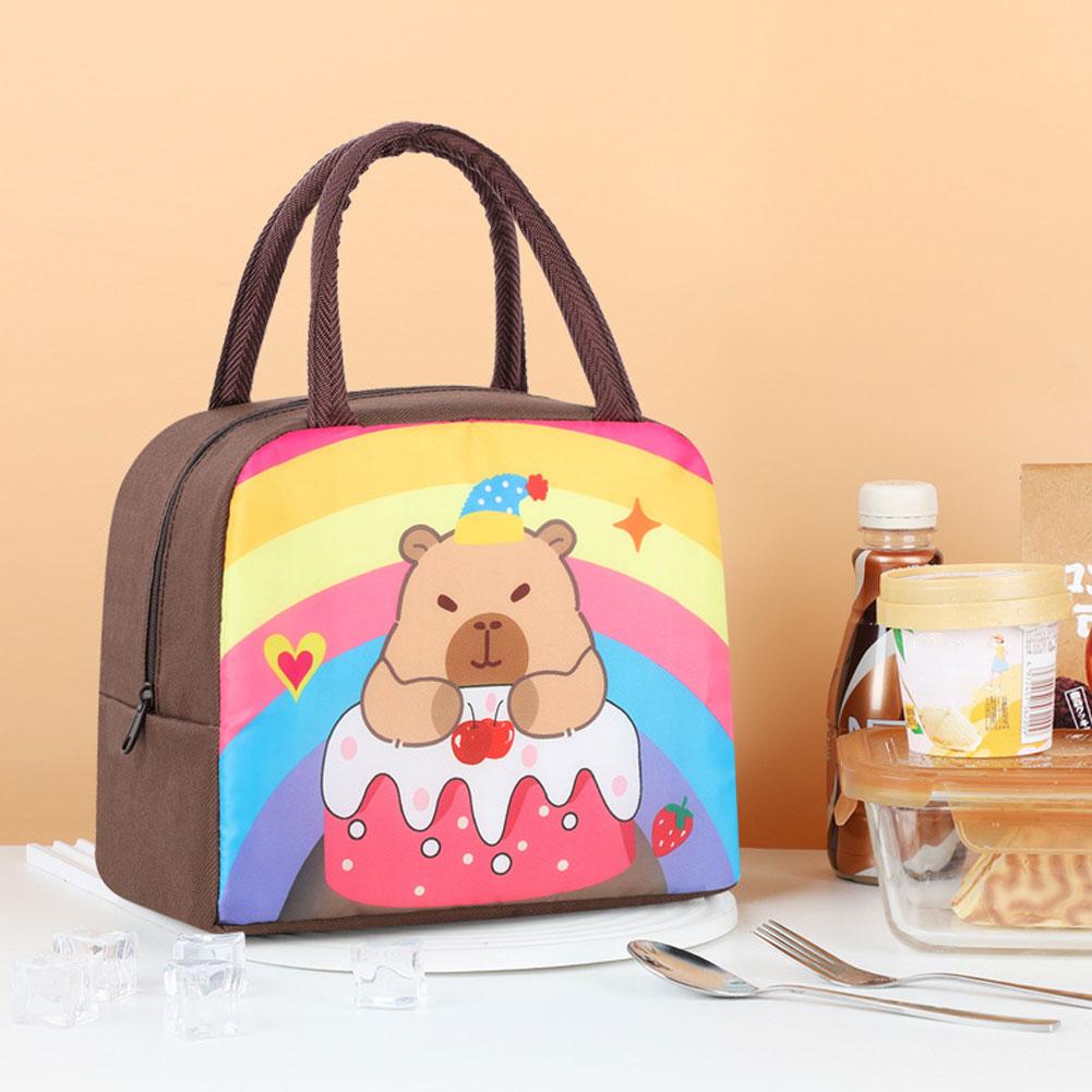 Lunch Bag Oxford Cloth Cartoon Capybara Insulated Food Container Portable Thermal Box Bag for School Eco-Friendly Meal Tote New