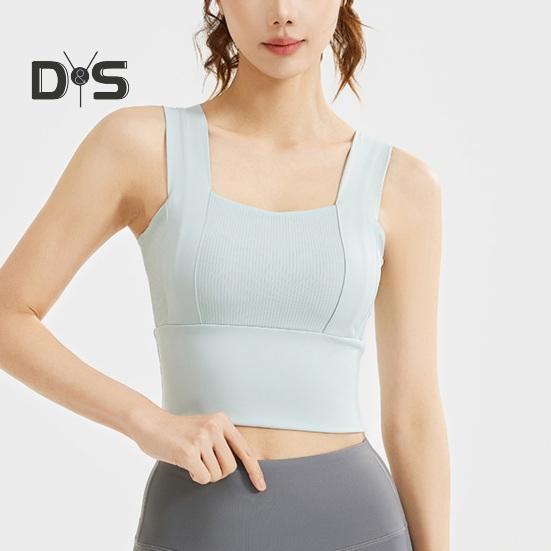 Dámská sportovní podprsenka se čtvercovým výstřihem, polstrovaný cvičební crop top s vestavěnou podprsenkou pro jógu, posilovnu, fitness, běh
