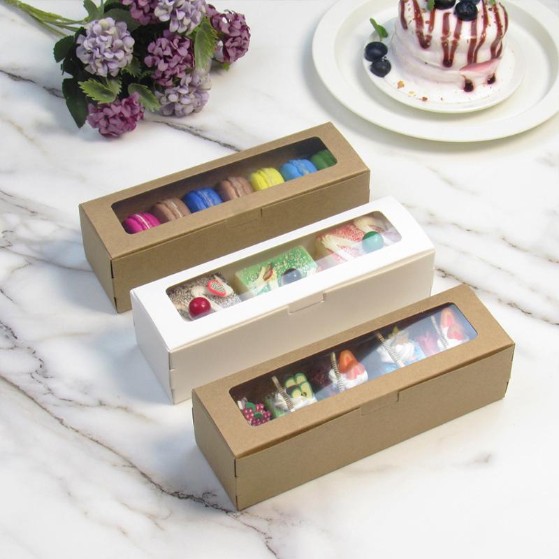 5/10 Peças Caixa de Papel Kraft para Macaron Bolo Biscoitos Embalagens para Bolos da Lua Caixas de Embalagem Casamento Aniversário Lembrancinhas Festival Pacote de Presente