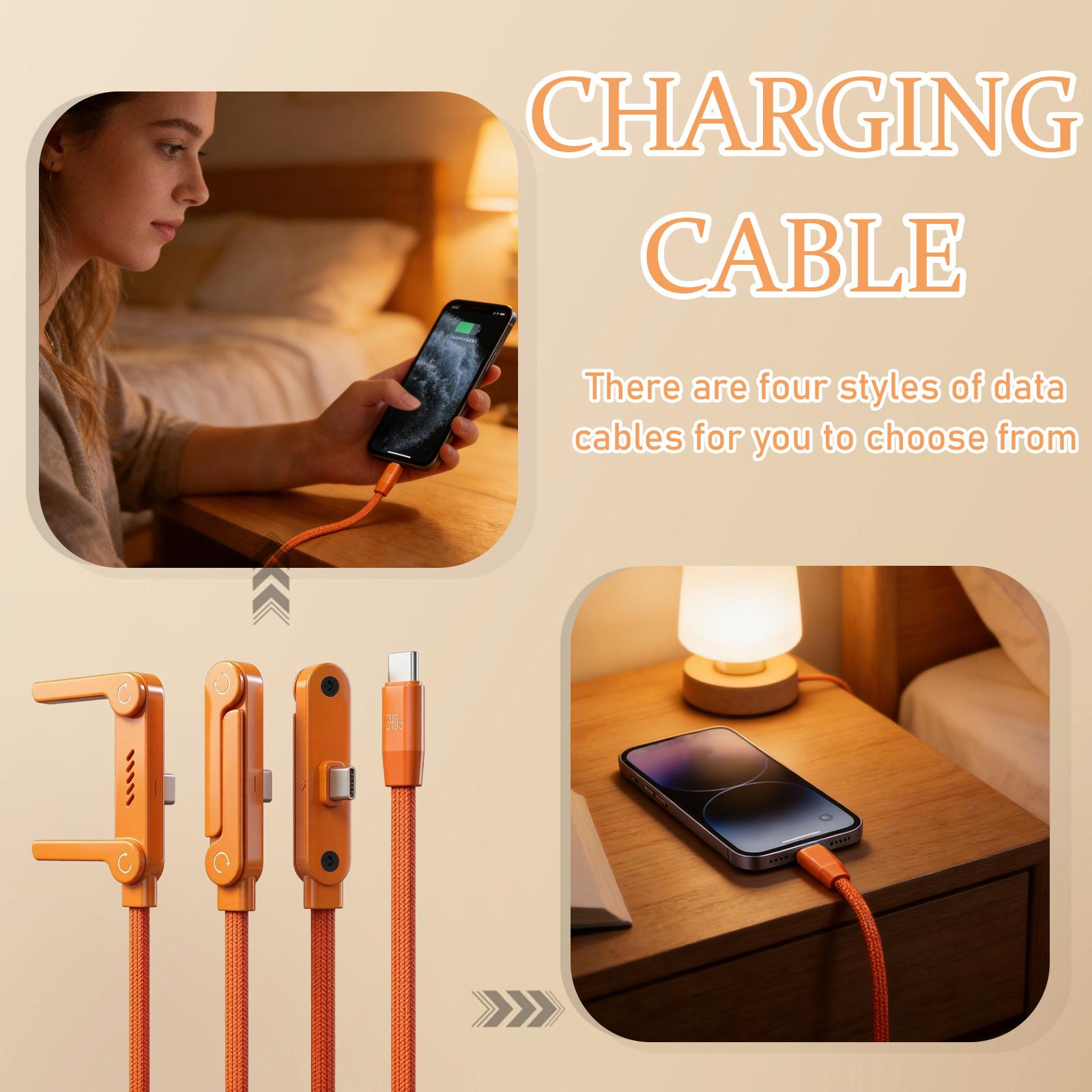 

Upgraded Foldable Stand Data Cable PD 240W Super Fast Charging, Compatible With , , , Honor, Automatic Power-off One Size
