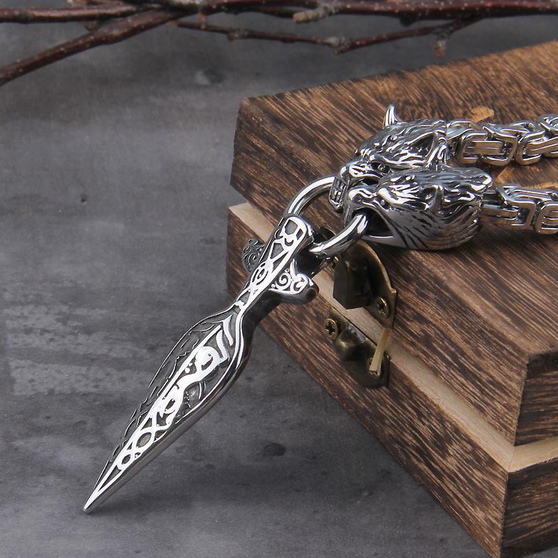 Celtic Wolf Necklace Viking Vegetarian Talisman Spear Pendant Norwegian Talisman Anchor Stainless Steel King Chain Jewelry