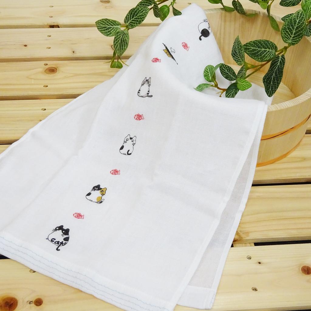 Toalha Facial de Gaze Imabari Hagoromo, Design, Azul, Aprox.. 95cm,