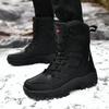 Winter Leather Women Boots Plush Warm Couple Snow Boots Lace Up Waterproof Women Ankle Boots Outdoor Work Shoes Botines Female