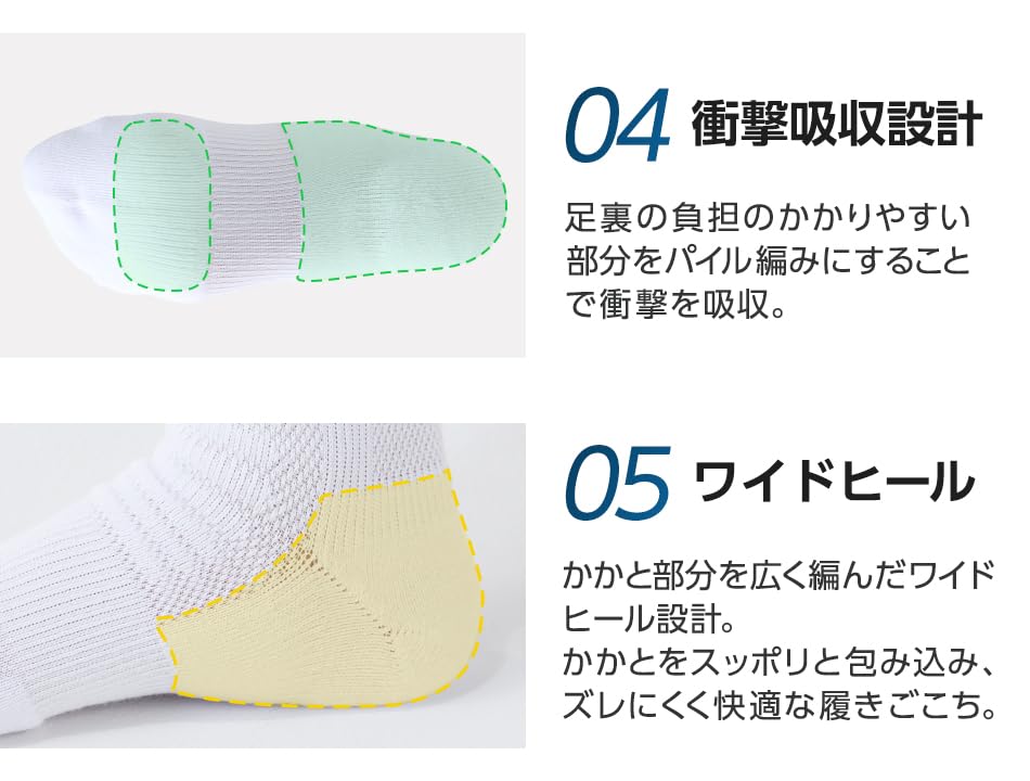 Phiten chaussettes de sport cheville lot de 2 construction en maille voûte plantaire pour l'absorption des chocs disponibles en 3 tailles et 3 pour badminton certifié Association de Volley-ball