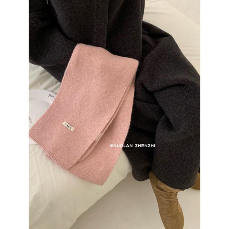 Soft Wool Blend Knit Scarf Women Winter Warm Solid Color Long Plain Shawl Fashionable Everyday Accessory