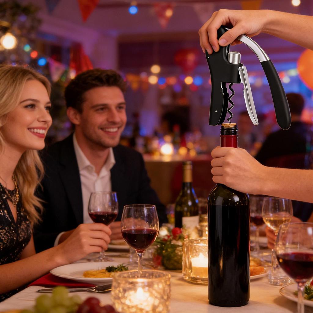 Vinöppnare Manuell Handhållen Korkskruv med Ergonomisk Spakpump Stående Vertikal Design Mjuk Flaskhalsgrepp