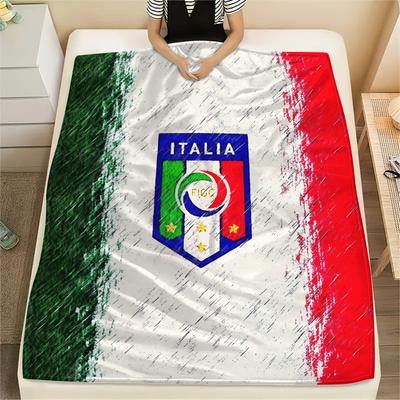 Italian Football  Print Flannel Blanket, High Quality Comfortable for All Seasons, Home Decor, Warmth and Comfort