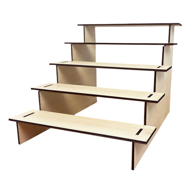 5-stufiger Tischaufsteller aus Holz Cupcake Make-up Mini-Figuren Organizer Präsentationsständer Stufenförmiges Design platzsparend Organizer