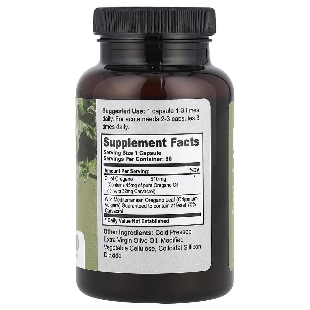 Wild Oregano Oil, Veggie Capsules 90