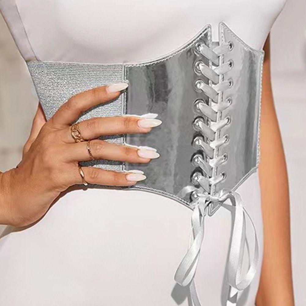 

Dress Girdle Female Waistband High Waist Wide Waist Belt Gold Cummerbunds Clothing Accessories срібний