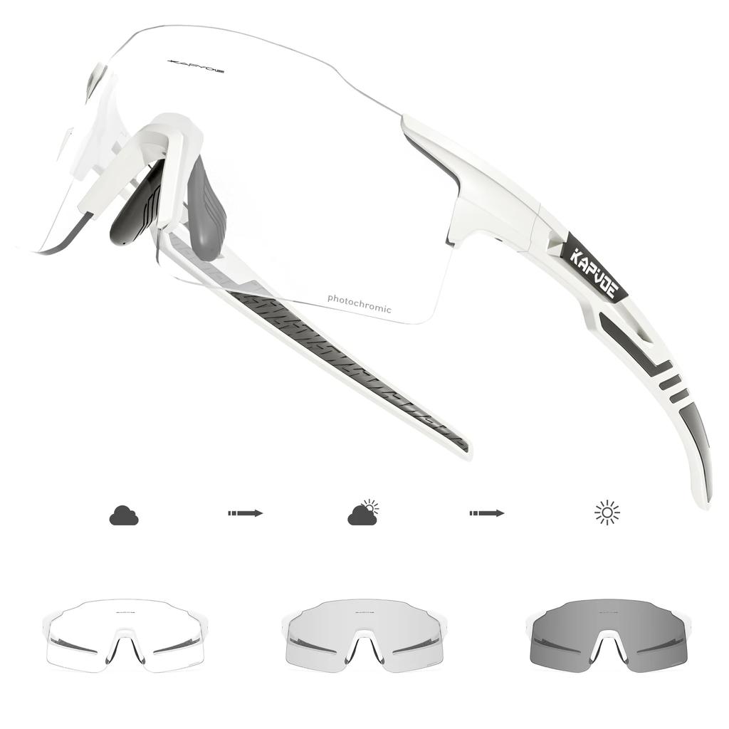 Kapvoe Photochromic Cycling Glasses MTB Cycling Sunglasses Outdoor Bike Eyewear Sports Glasses UV400 Bicycle Goggles Eyepieces