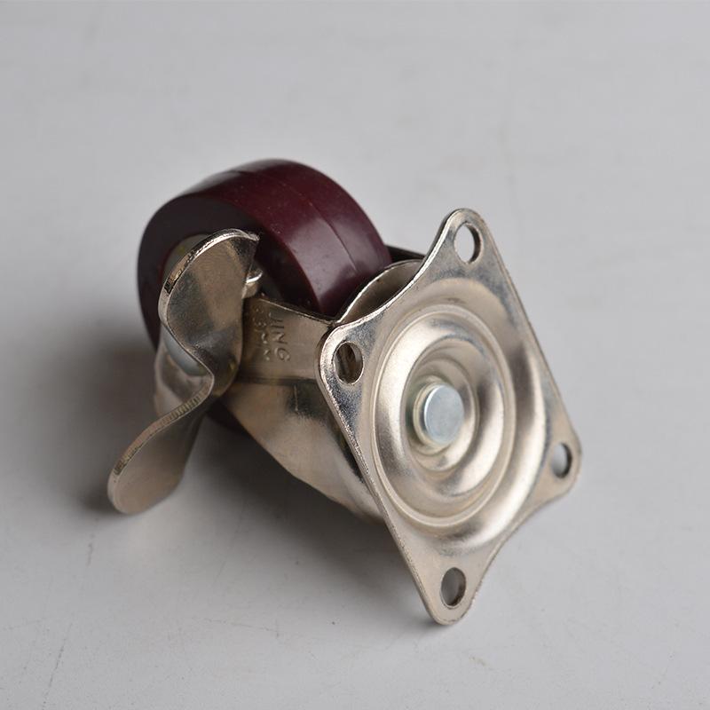 Universal Red Polyurethane Wheel Caster for Steering, Brakes, Furniture, and Sofas