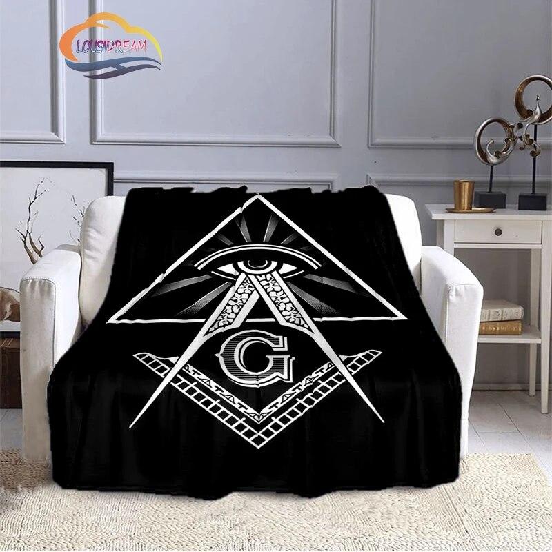 Fashion Patterns Masonic Portable Sofa Blanket Freemason Flannel Warm Four Seasons Camping Blanke Freemasonry Multi Size Blanket