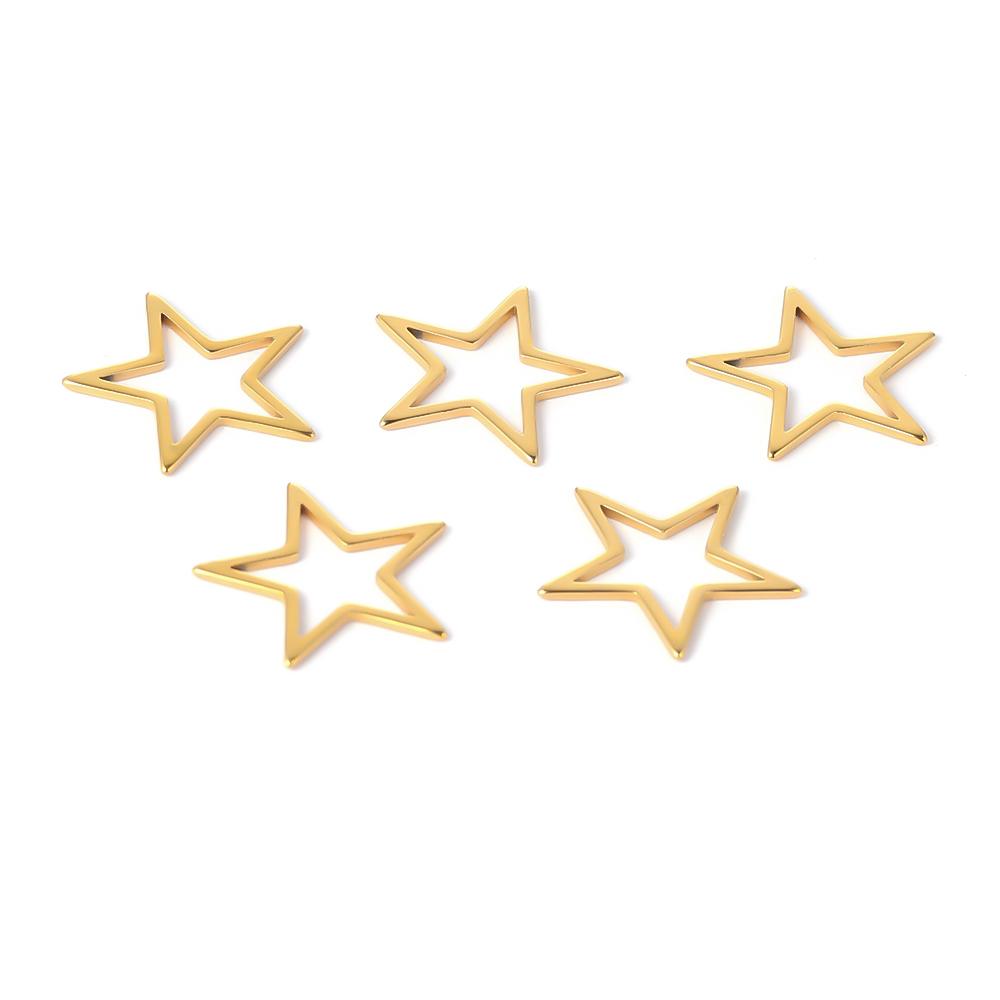 Semitree 10pcs 17mm Star Charms Stainless Steel Bracelet Connectors Necklace Pendant DIY Jewelry Making Handcrafted Accessories