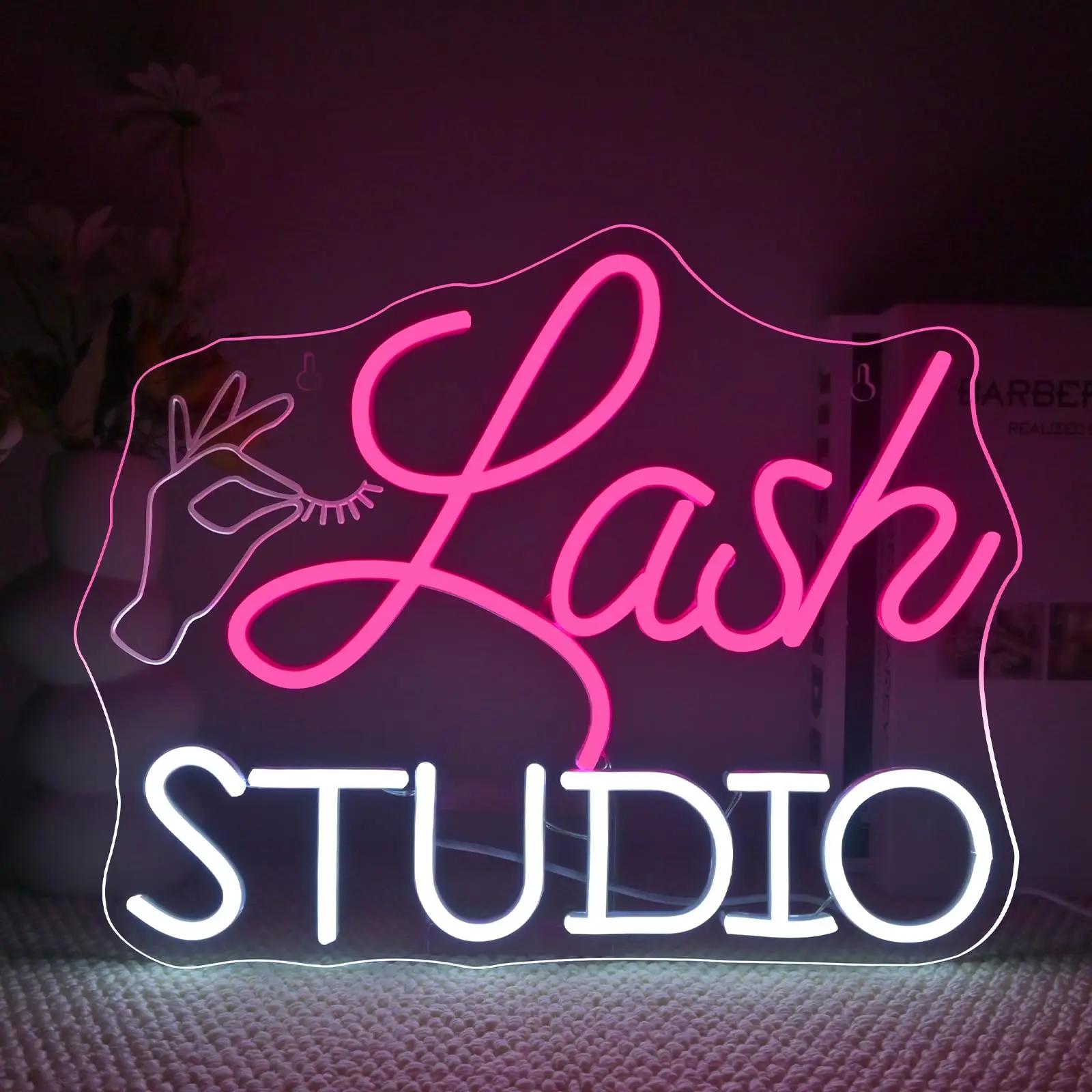 

Lash Studio Neon Sign Lashes Room Decor LED Light Business Signs for Lash Lounge, Studio, Beauty Salon, Office Decorations