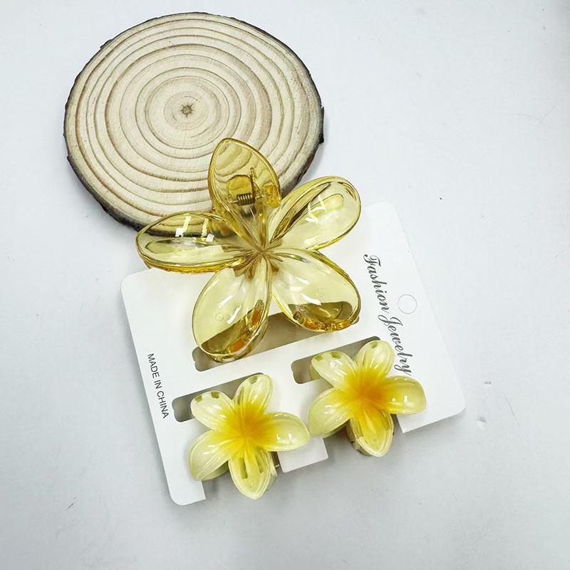 Sada skřipců do vlasů s frangipani: Květinové vlasové doplňky s imitací mramoru pro módní svátky