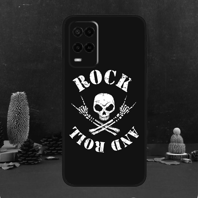 Rock and Roll Skull Case For Oppo A5 Pro A6 A15 A18 A38 A58 A78 A98 A54 A74 A94 A17 A57 A80 A60 A40 A16 A76 A96