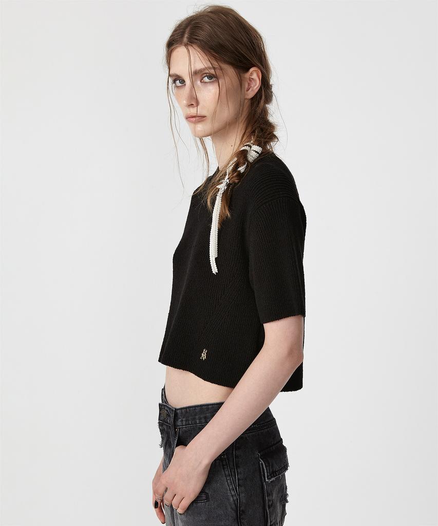 EAN JO Half Sleeve Knit Top (Black)