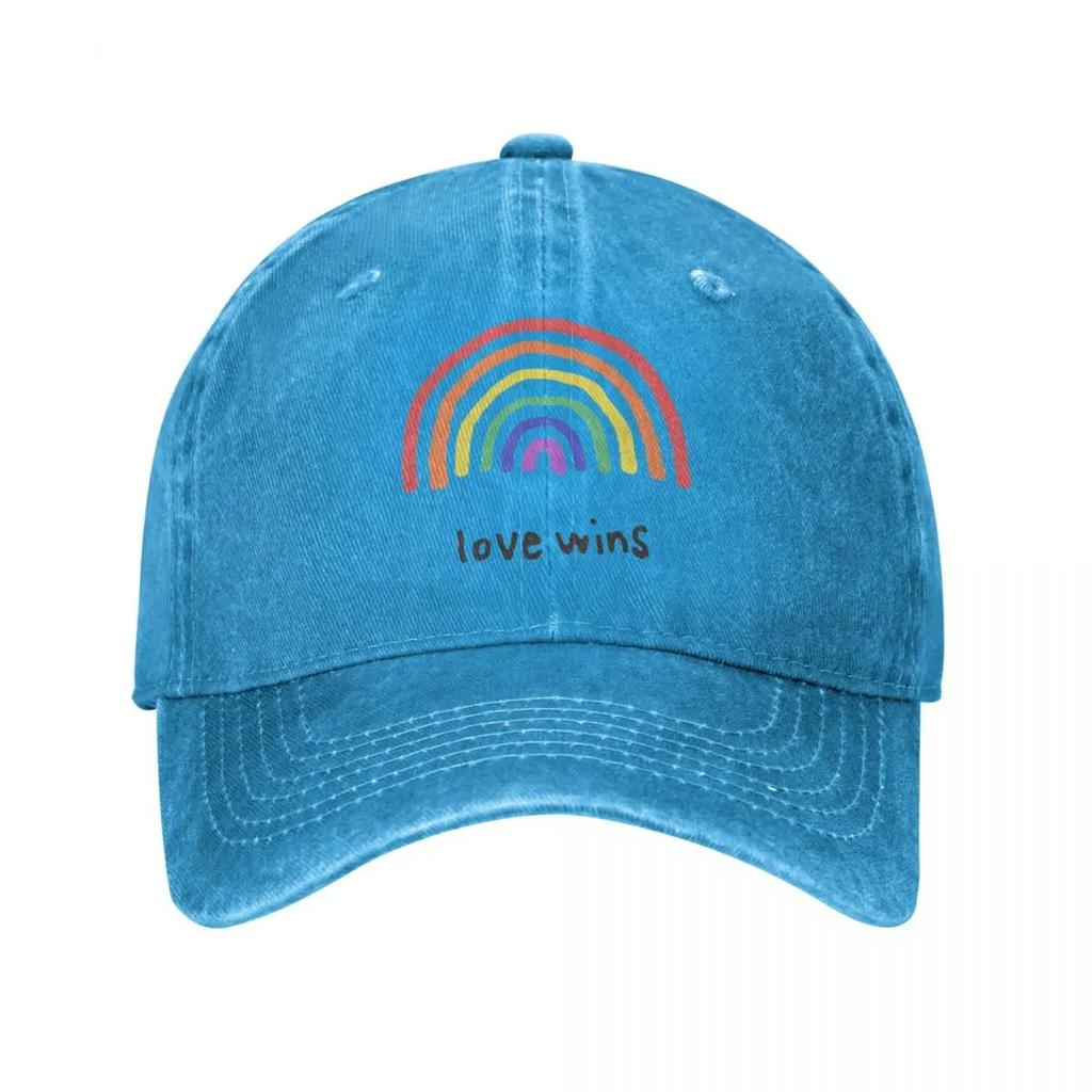 LGBTQA Pride Love Wins Baseball Cap Distressed Washed Sun Cap LGBT Pride Gay Legalize Gay Rainbow Outdoor Activities Caps Hat