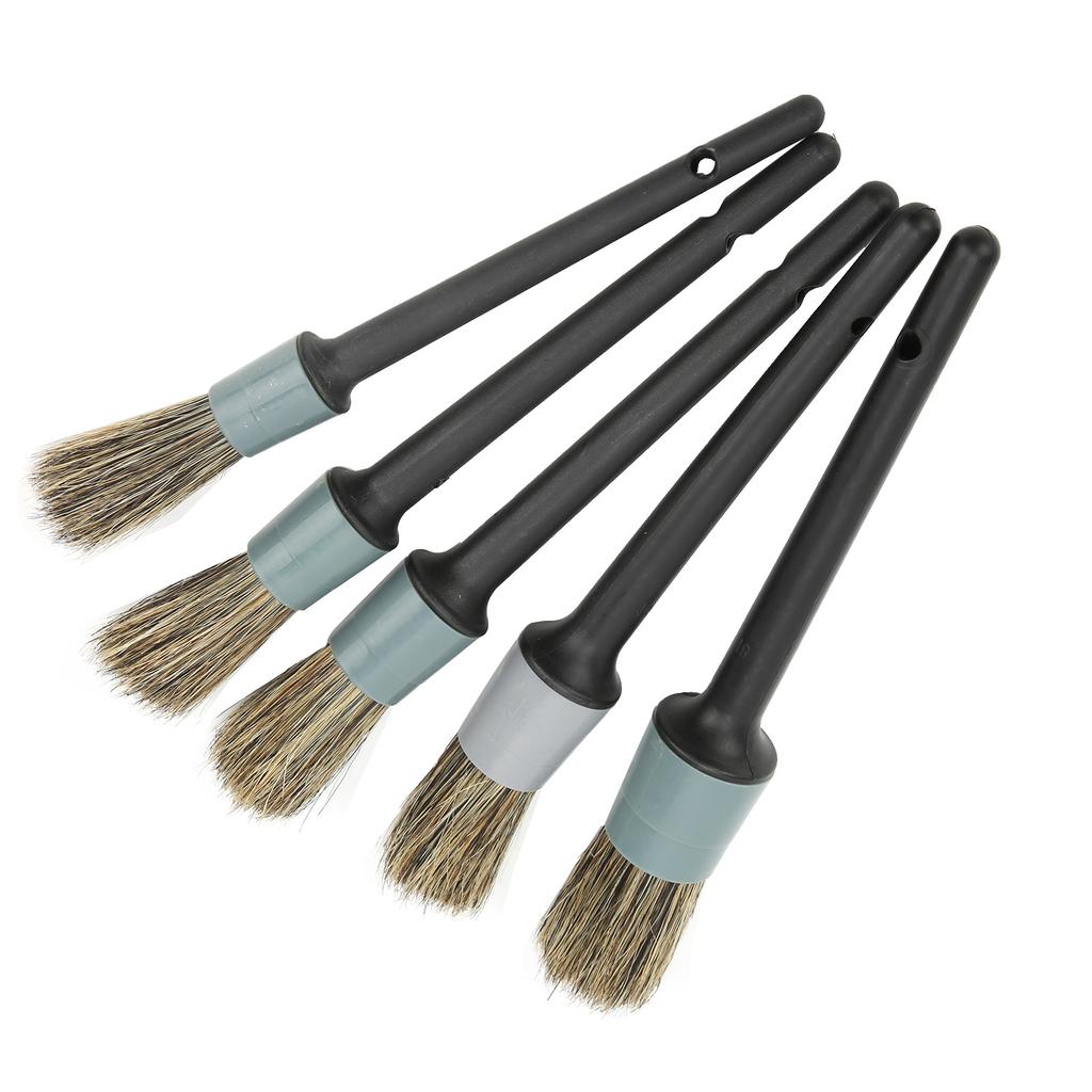5PCS Car Detailing Brush Kit Dirt Dust Cleaning Tool with Black Handle for Trucks Motorcycles Bicycles