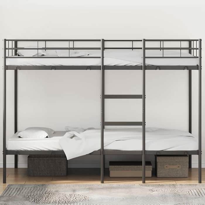 VidaXL Lit superposé sans matelas noir 107x203 cm acier, cadre de lit, sommier, meuble de chambre, lit mezzanine, cadre de 42000325