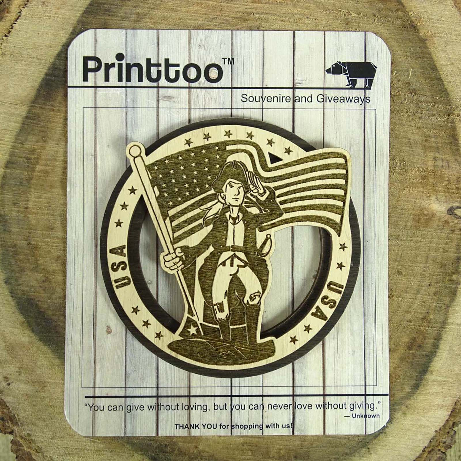 

Printtoo Mt Rushmore Wood Engraved Wooden Fridge Magnet Souvenir Gift 4 x 4 коричневий