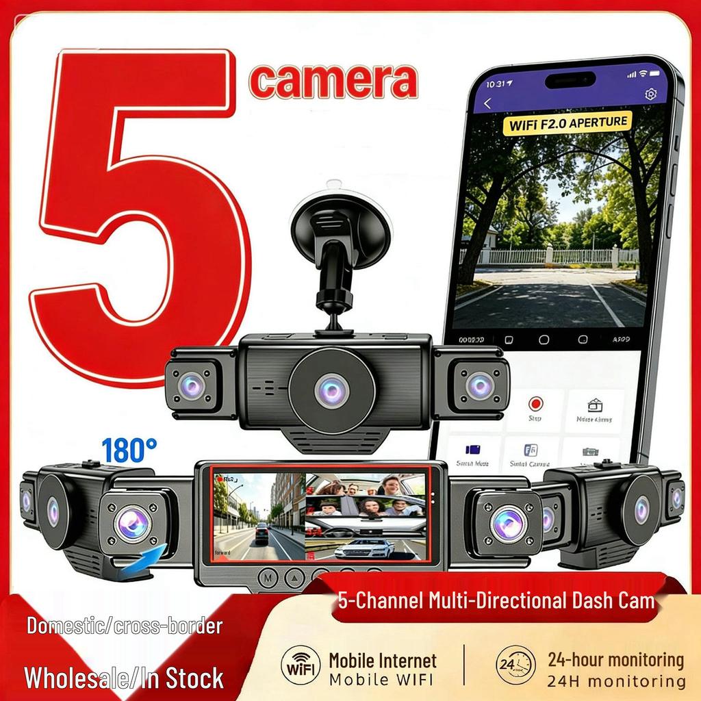 High-Definition Dual-Lens Dash Cam with Wide-Angle Night Vision and WiFi for Front, Interior, and Rear Recording