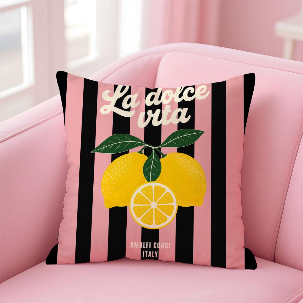 Lemon Amalfi Coast Cushion Cover Short Plush Soft DoubleSided Printing Pillow Case Cozy Sofa Bedroom Home Decor Gift