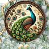Vintage Peacock Wall Art Decor Blue Green Metal Painting Elegant Home Gift