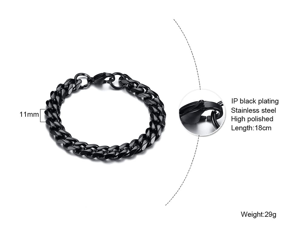 [Deelfel] Men's Titanium Chain Bracelet, 18cm, Polished Finish, Curb Chain, Made of Titanium, Hypoallergenic, Perfect for Anniversaries, New Year's, P
