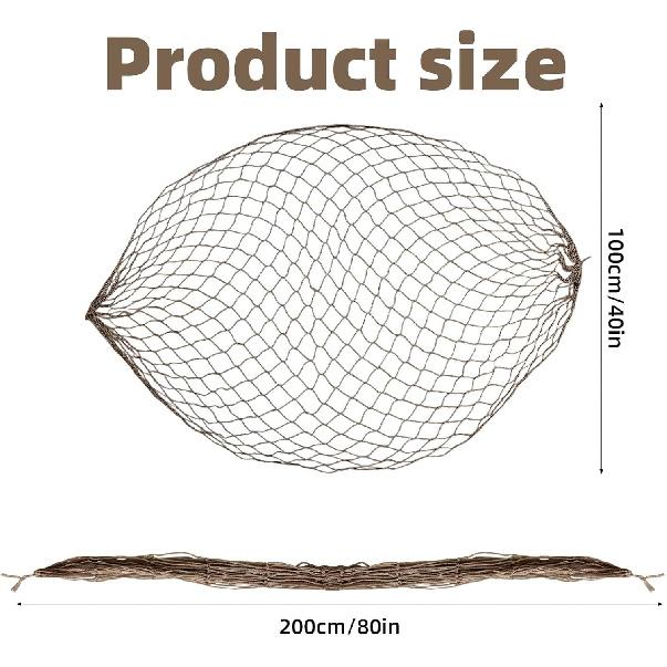 2pcs 200x100cm/80x40in Ocean Theme Party Fishing Net Decor, Cotton Natural Decorative Fishnet Nautical Wall Decoration Fish Netting Hangings for